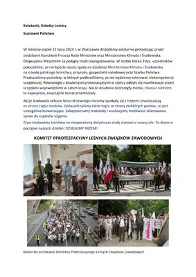 Protest leśników - podziękowania